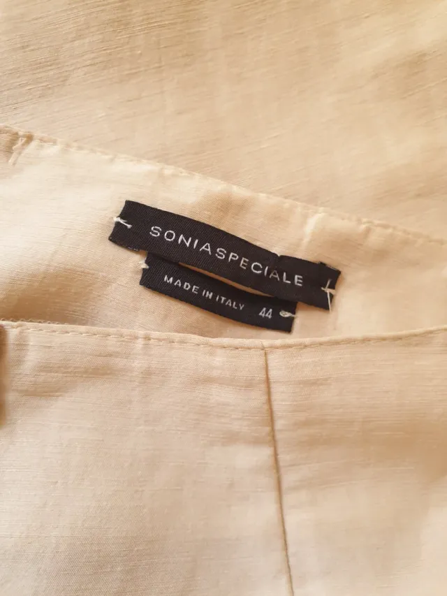 OFERTA Falda larga de seda beige