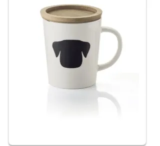 Tazza mug con coperchio in ceramica e legno