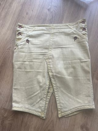 Falda vaquera Mango beige/amarilla