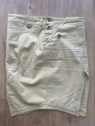 Falda vaquera Mango beige/amarilla