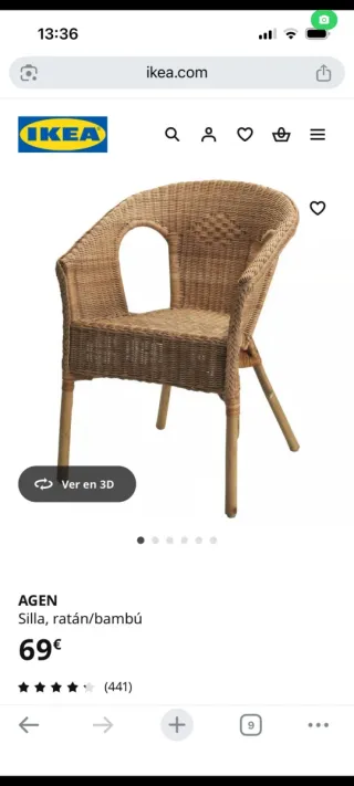 Silla de mimbre Ikea Agen