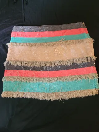 Falda mini lentejuelas beige, gris, rosa, turquesa