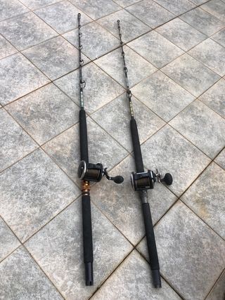 Cañas de currican y fondo