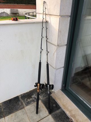 Cañas de currican y fondo