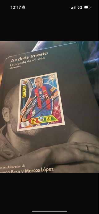 Cromo Andrés Iniesta firmado