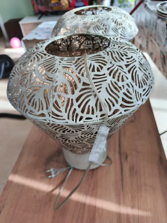 Lámpara de salón metal plateado y blanco