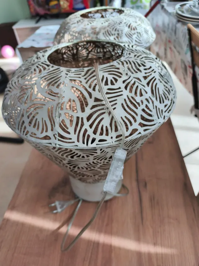 Lámpara de salón metal plateado y blanco