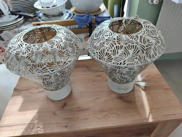 Lámpara de salón metal plateado y blanco