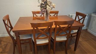 Conjunto Comedor: Mesa + 6 Sillas Madera Maciza