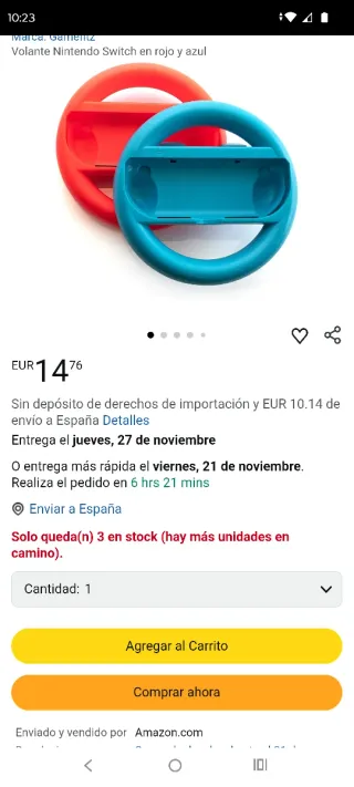 Volante Nintendo Switch Rojo y Azul