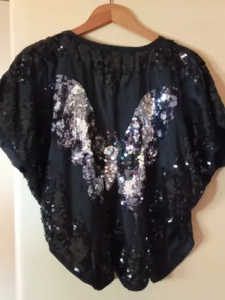 Blusa Vintage Mariposa Lentejuelas Talla Única