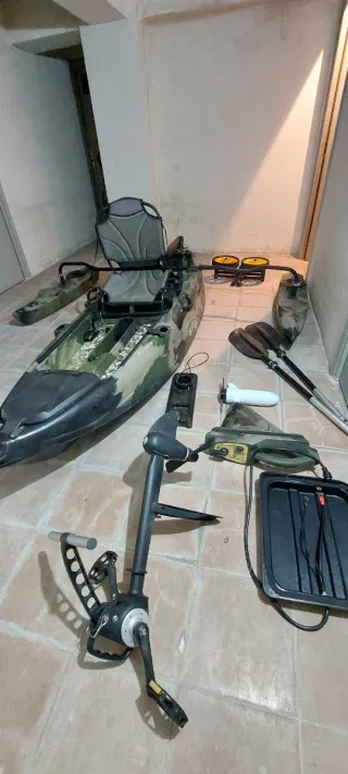 Kayak de pesca con motor y accesorios