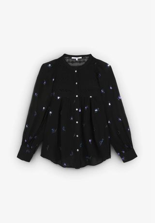 Blusa Scalpers negra con flores moradas