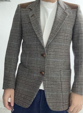 Giacca Vintage Quadri Pelle