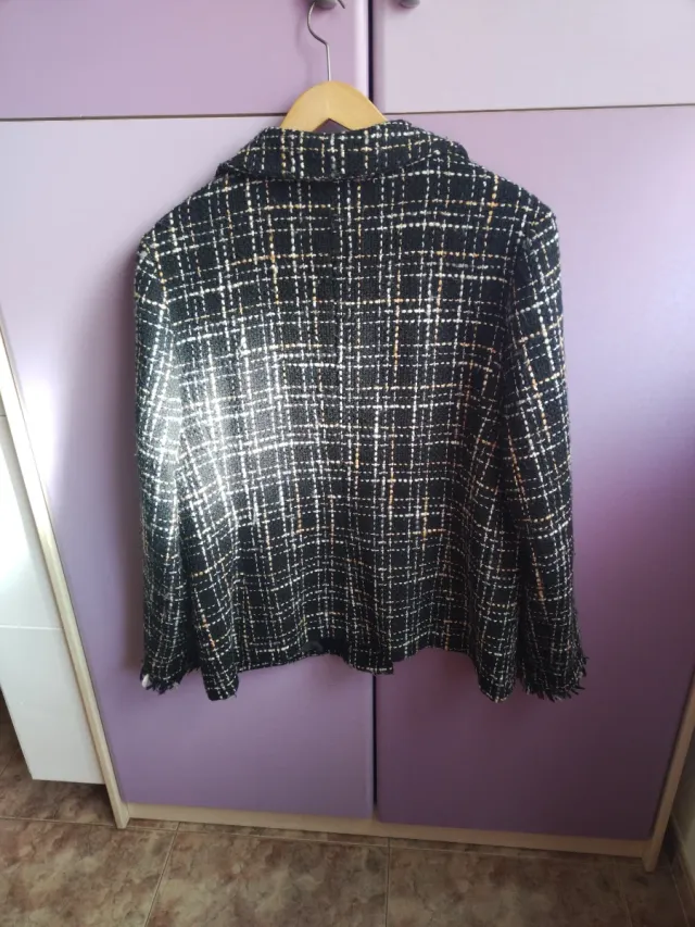 Chaqueta tweed cuadros multicolor