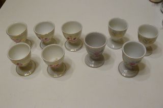 Lote 9 Hueveras Cerámica Antiguas Flores