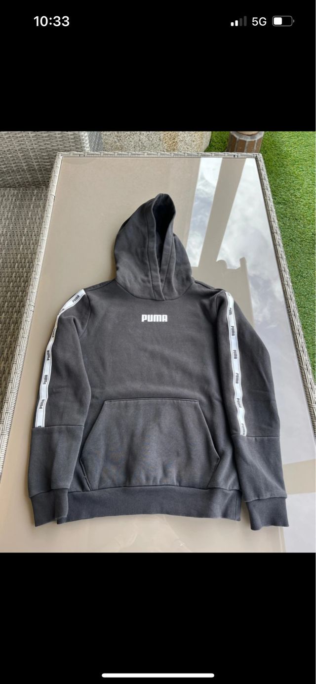 Sudadera Puma Negra con Logo en Mangas