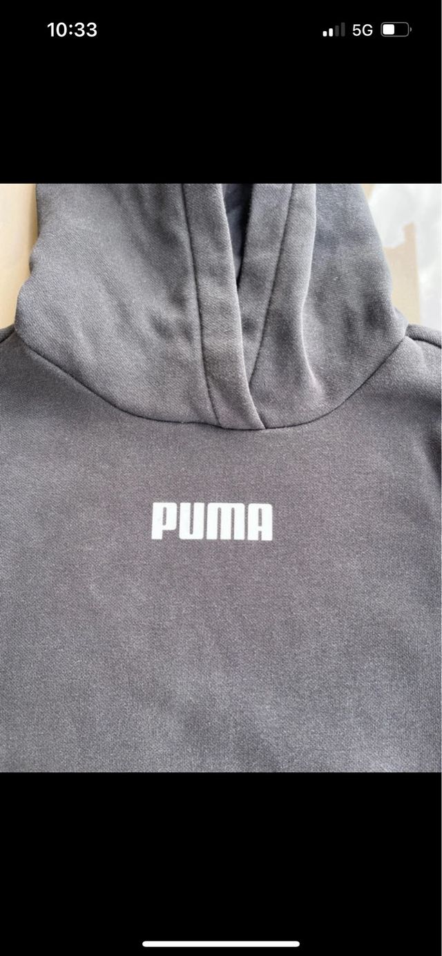 Sudadera Puma Negra con Logo en Mangas
