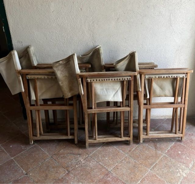 5 Sillas Menorquinas Madera y Tela