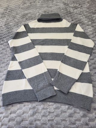 Jersey Zara Cuello Alto Rayas Gris/Blanco Talla M