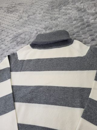 Jersey Zara Cuello Alto Rayas Gris/Blanco Talla M