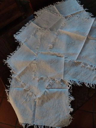 Lotto 6 tovaglioli misto lino con frange