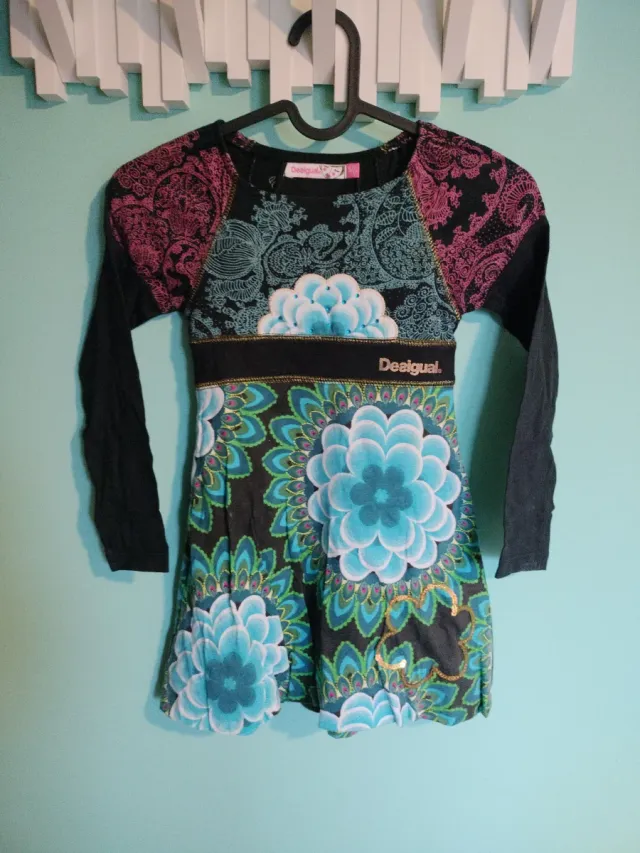 Vestido Desigual niña estampado flores 5/6 años