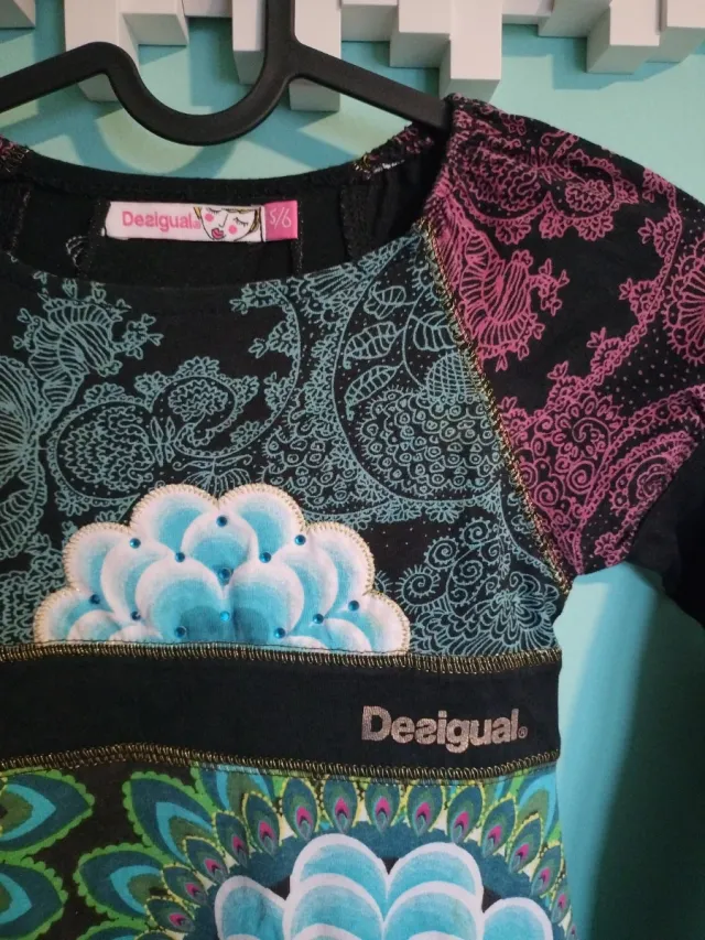 Vestido Desigual niña estampado flores 5/6 años