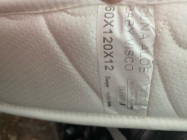 Colchón cuna aloe y viscolástica 60x120x12