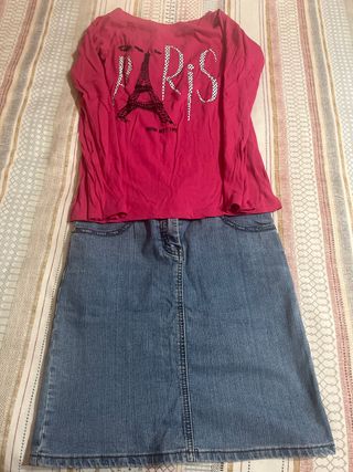 Falda vaquera y camiseta Paris Talla M