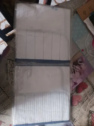 2 set posate tessuto blu/bianco