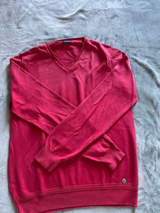 Jersey rosa cuello pico mujer