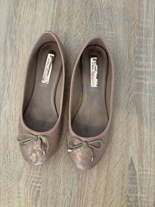 Manoletinas Xti Talla 38 Doradas Rosadas