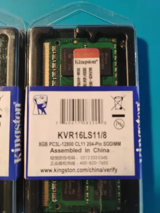 2x Kingston 8GB DDR3 PC3L 12800 SODIMM