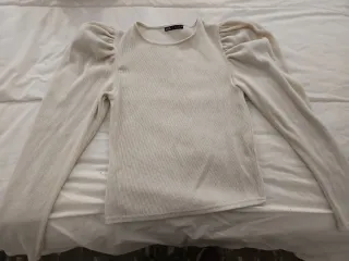 Jersey ZARA fino manga abullonada beige