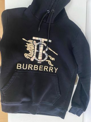 Sudadera Burberry Negra con Logo TB y Caballero