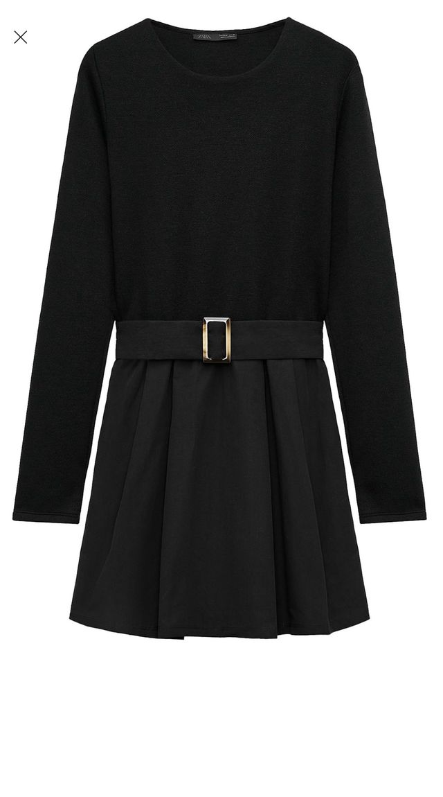 Vestido ZARA negro con cinturón