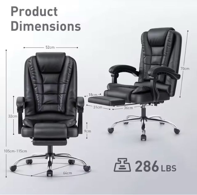 Sedia da ufficio grigia in tessuto e pelle