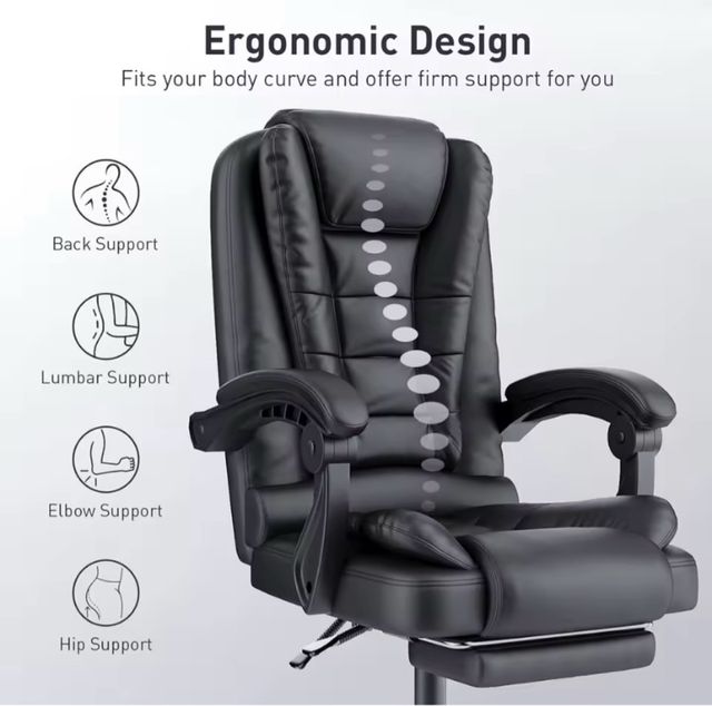 Sedia da ufficio grigia in tessuto e pelle