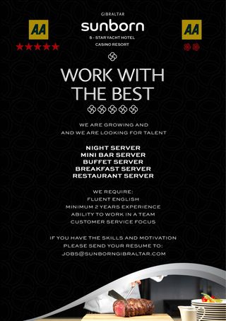 CAMARERO/A EN HOTEL SUNBORN GIBRALTAR