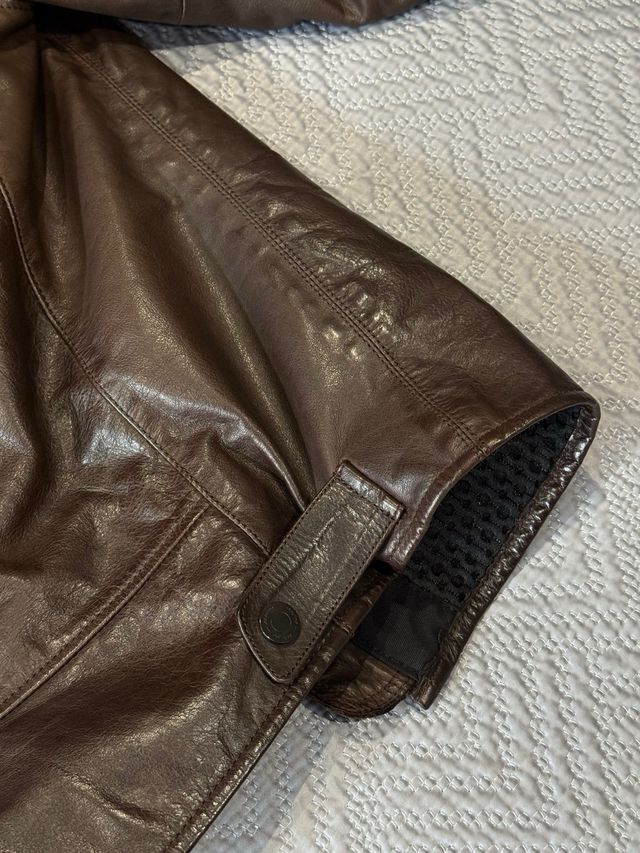 Chaqueta moto de piel DAINESE marrón