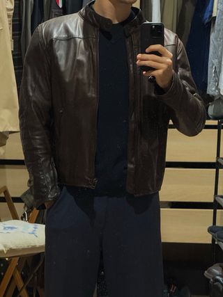 Chaqueta moto de piel DAINESE marrón