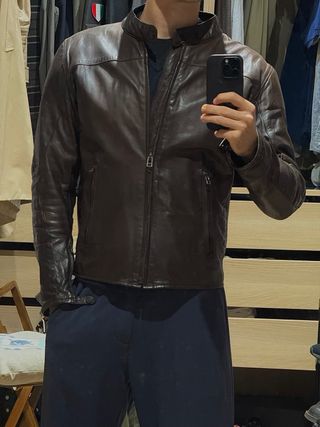 Chaqueta moto de piel DAINESE marrón