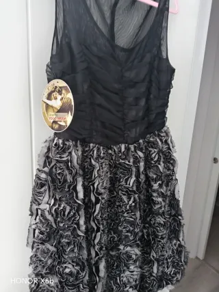 Vestido fiesta negro y gris