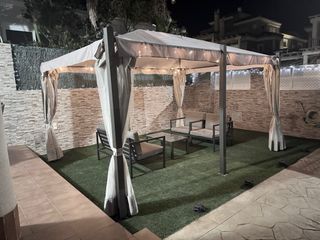 Pérgola, cenador, carpa 3x4m Beige y Gris