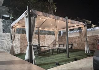 Pérgola, cenador, carpa 3x4m Beige y Gris