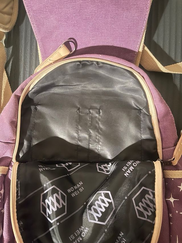 Zaino viola con stelle bianche