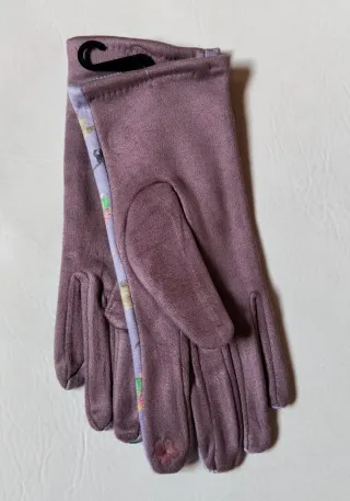 Guantes malva con perros teckel