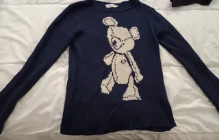 Jersey punto mujer oso azul y blanco