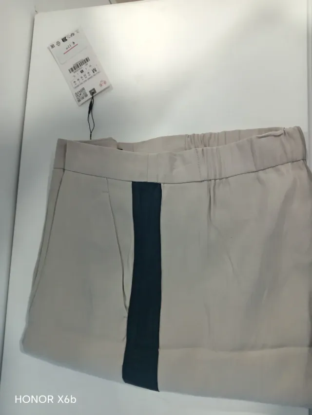 Pantalón Zara Raya Lateral Beige/Negro